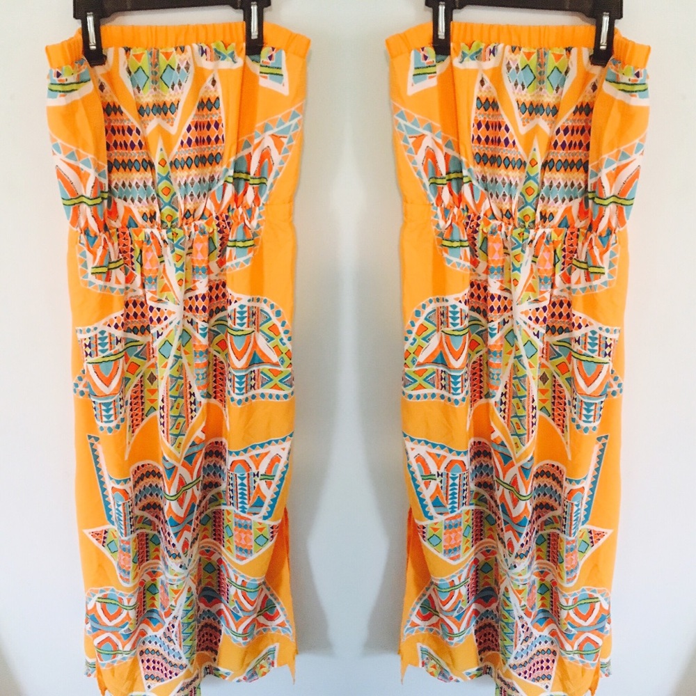 Colorful Summer Maxi Tube Dress w/double Split